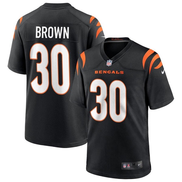 Men's Black Cincinnati Bengals #30 Chase Brown Stitched Game Jersey